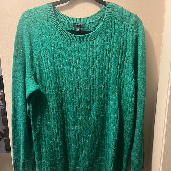 Talbots Plus kelly green cable knit Sweater 0x - Picture 1 of 4